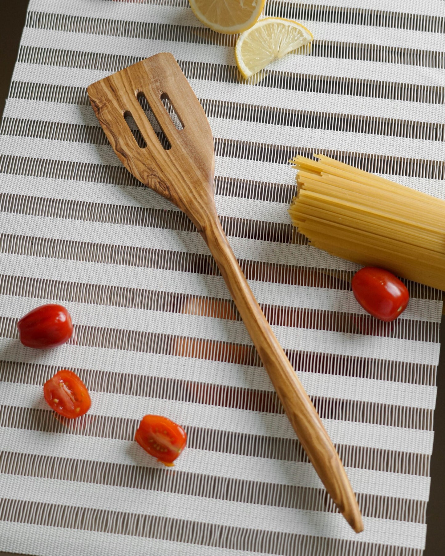 Handmade Olive Wood Slotted Spatula - Tunsouk | Premium Olive Oil 🫒 & Olivewood