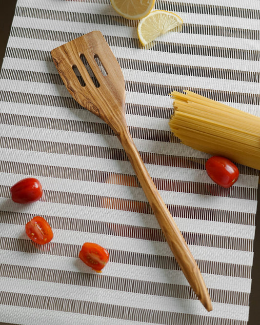 Handmade Olive Wood Slotted Spatula - Tunsouk | Premium Olive Oil 🫒 & Olivewood