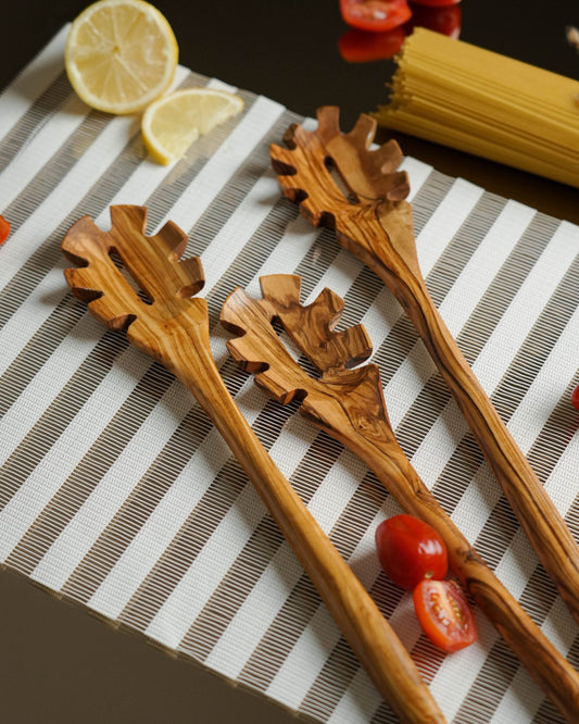 Handmade Olive Wood Spaghetti Spoon - Tunsouk | Premium Olive Oil 🫒 & Olivewood