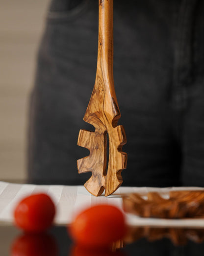 Handmade Olive Wood Spaghetti Spoon - Tunsouk | Premium Olive Oil 🫒 & Olivewood