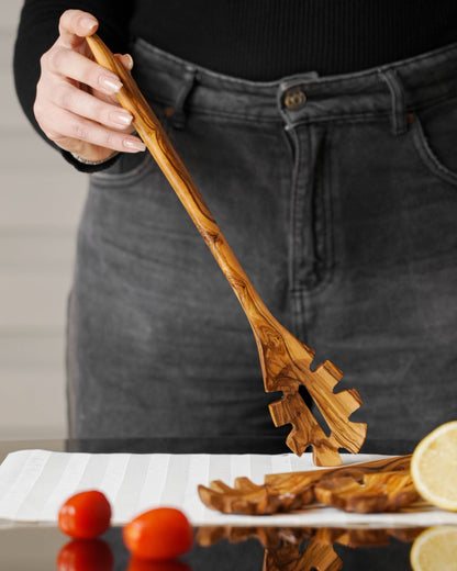 Handmade Olive Wood Spaghetti Spoon - Tunsouk | Premium Olive Oil 🫒 & Olivewood