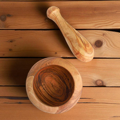 Handmade Round Olive Wood Mortar — Tradition and Quality - Tunsouk | Premium Olive Oil 🫒 & Olivewood