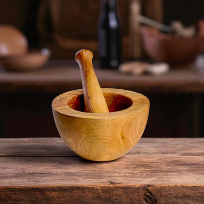 Handcrafted Olive Wood Mortar & Pestle
