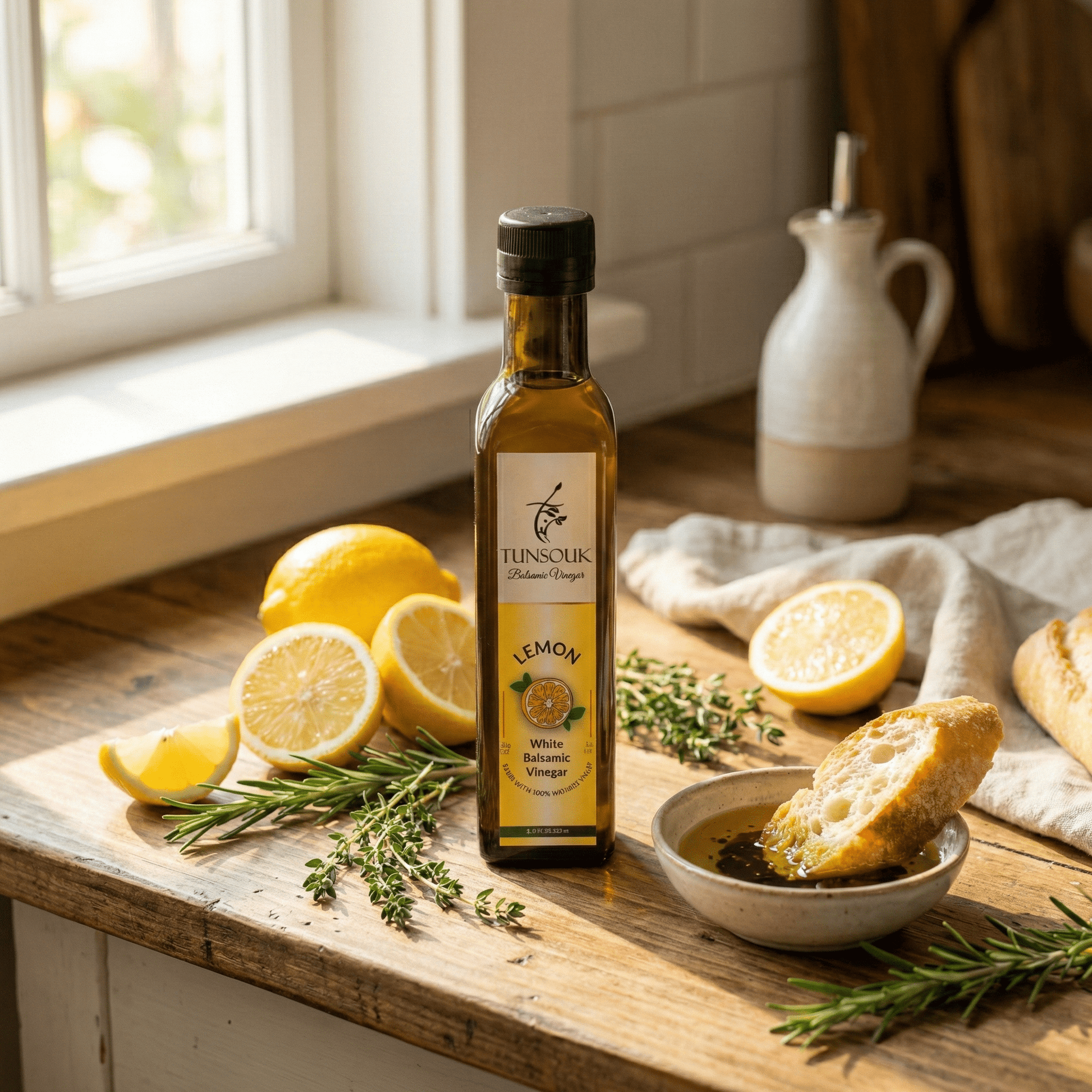 Lemon White Balsamic Vinegar (250ml) - Tunsouk | Premium Olive Oil 🫒 & Olivewood