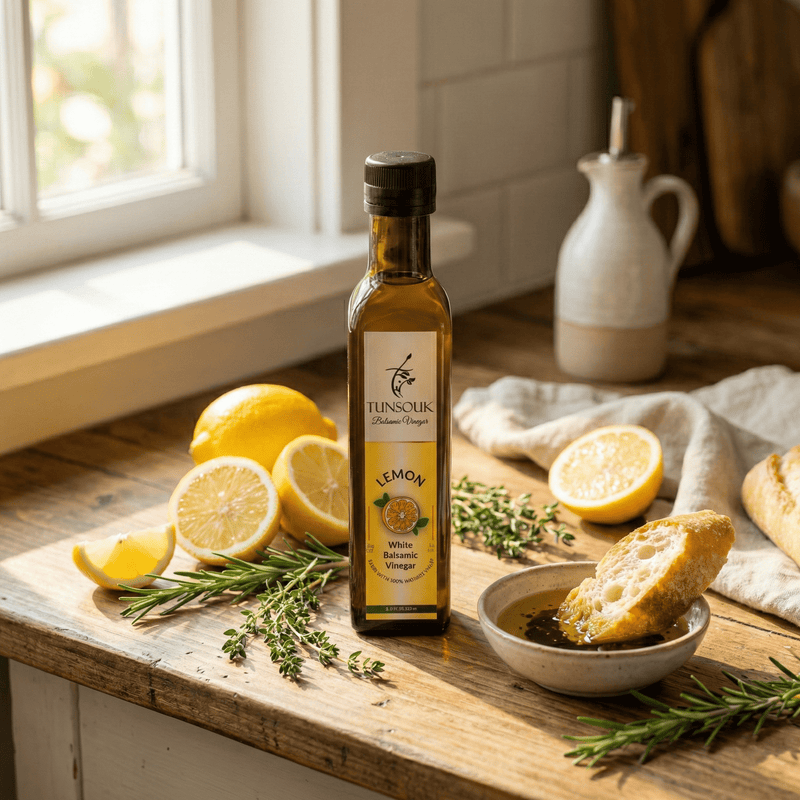 Lemon White Balsamic Vinegar (250ml) - Tunsouk | Premium Olive Oil 🫒 & Olivewood