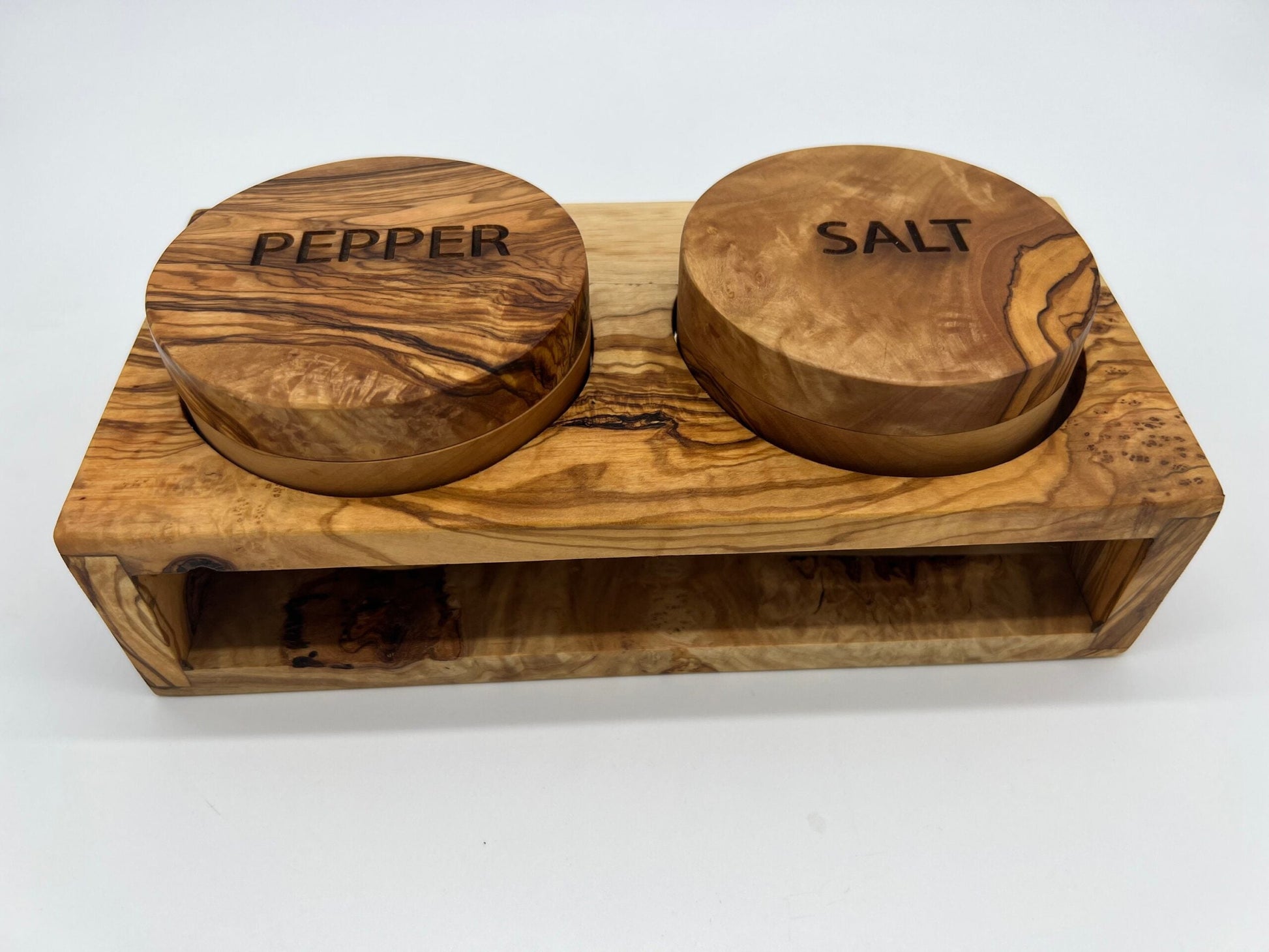 Mediterranean Olive Wood Salt an pepper jars Handmade - Tunsouk | Premium Olive Oil 🫒 & Olivewood
