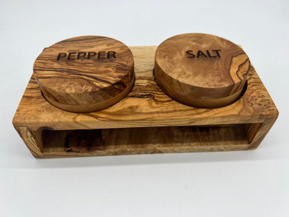 Mediterranean Olive Wood Salt an pepper jars Handmade - Tunsouk | Premium Olive Oil 🫒 & Olivewood