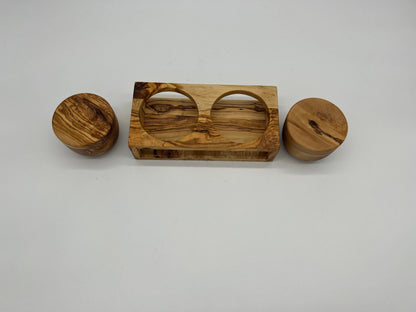 Mediterranean Olive Wood Salt an pepper jars Handmade - Tunsouk | Premium Olive Oil 🫒 & Olivewood