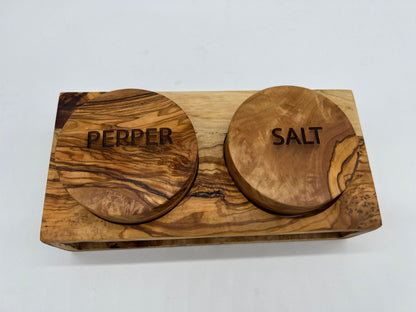 Mediterranean Olive Wood Salt an pepper jars Handmade - Tunsouk | Premium Olive Oil 🫒 & Olivewood