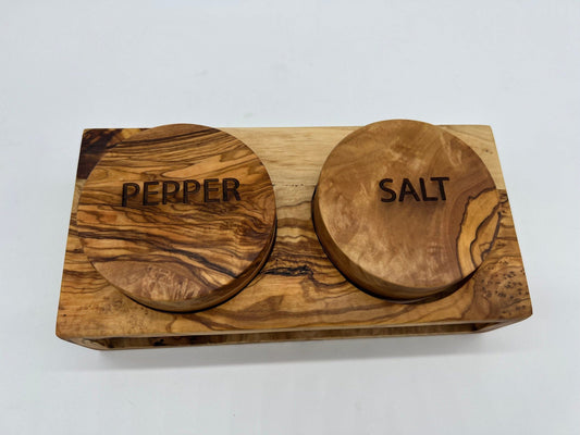 Mediterranean Olive Wood Salt an pepper jars Handmade - Tunsouk | Premium Olive Oil 🫒 & Olivewood