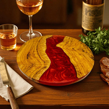 Olive Wood and Resin Lazy Susan - Tunsouk | Premium Olive Oil 🫒 & Olivewood
