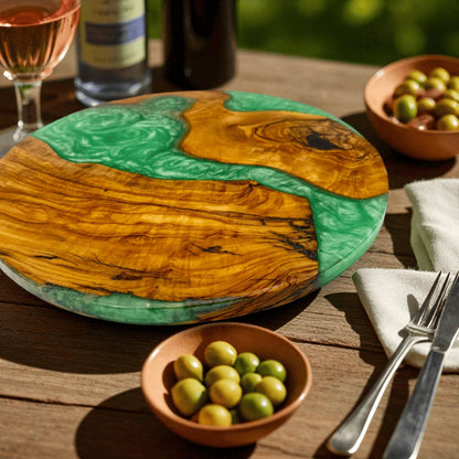 Olive Wood and Resin Lazy Susan - Tunsouk | Premium Olive Oil 🫒 & Olivewood