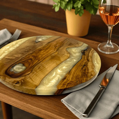 Olive Wood and Resin Lazy Susan - Tunsouk | Premium Olive Oil 🫒 & Olivewood