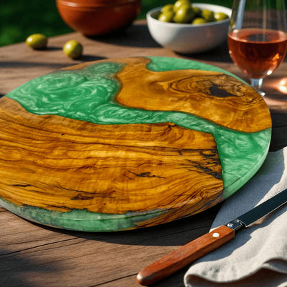 Olive Wood and Resin Lazy Susan - Tunsouk | Premium Olive Oil 🫒 & Olivewood