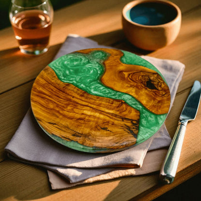 Olive Wood and Resin Lazy Susan - Tunsouk | Premium Olive Oil 🫒 & Olivewood