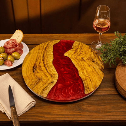 Olive Wood and Resin Lazy Susan - Tunsouk | Premium Olive Oil 🫒 & Olivewood