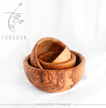 Olive Wood Nesting Bowls – Set of 4 | Limited Time Black Friday Discount - Tunsouk | Premium Olive Oil 🫒 & Olivewood