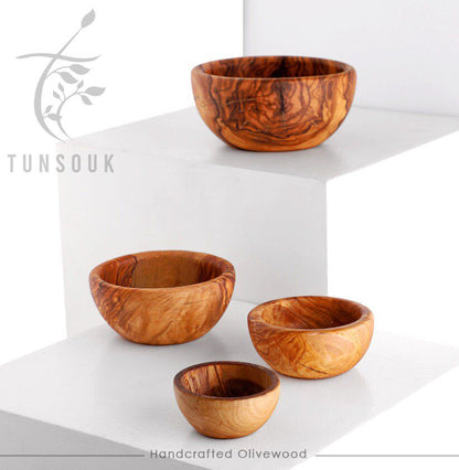 Olive Wood Nesting Bowls – Set of 4 | Limited Time Black Friday Discount - Tunsouk | Premium Olive Oil 🫒 & Olivewood