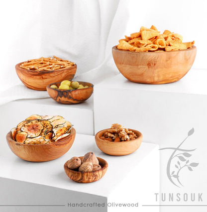 Olive Wood Nesting Bowls – Set of 6 - Tunsouk | Premium Olive Oil 🫒 & Olivewood