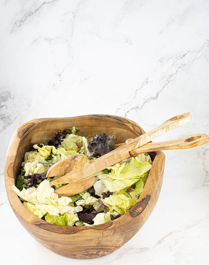Olive Wood Rustic Salad Bowl Medium size - Tunsouk | Premium Olive Oil 🫒 & Olivewood