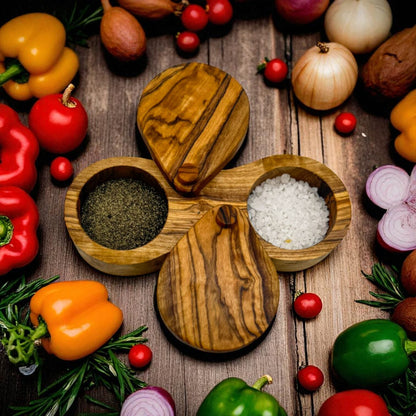 Olive Wood Salt and Pepper Cellar - Tunsouk | Premium Olive Oil 🫒 & Olivewood