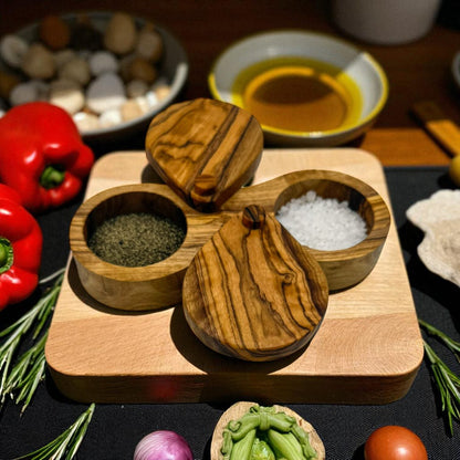 Olive Wood Salt and Pepper Cellar - Tunsouk | Premium Olive Oil 🫒 & Olivewood