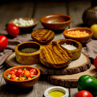 Olive Wood Salt and Pepper Cellar - Tunsouk | Premium Olive Oil 🫒 & Olivewood