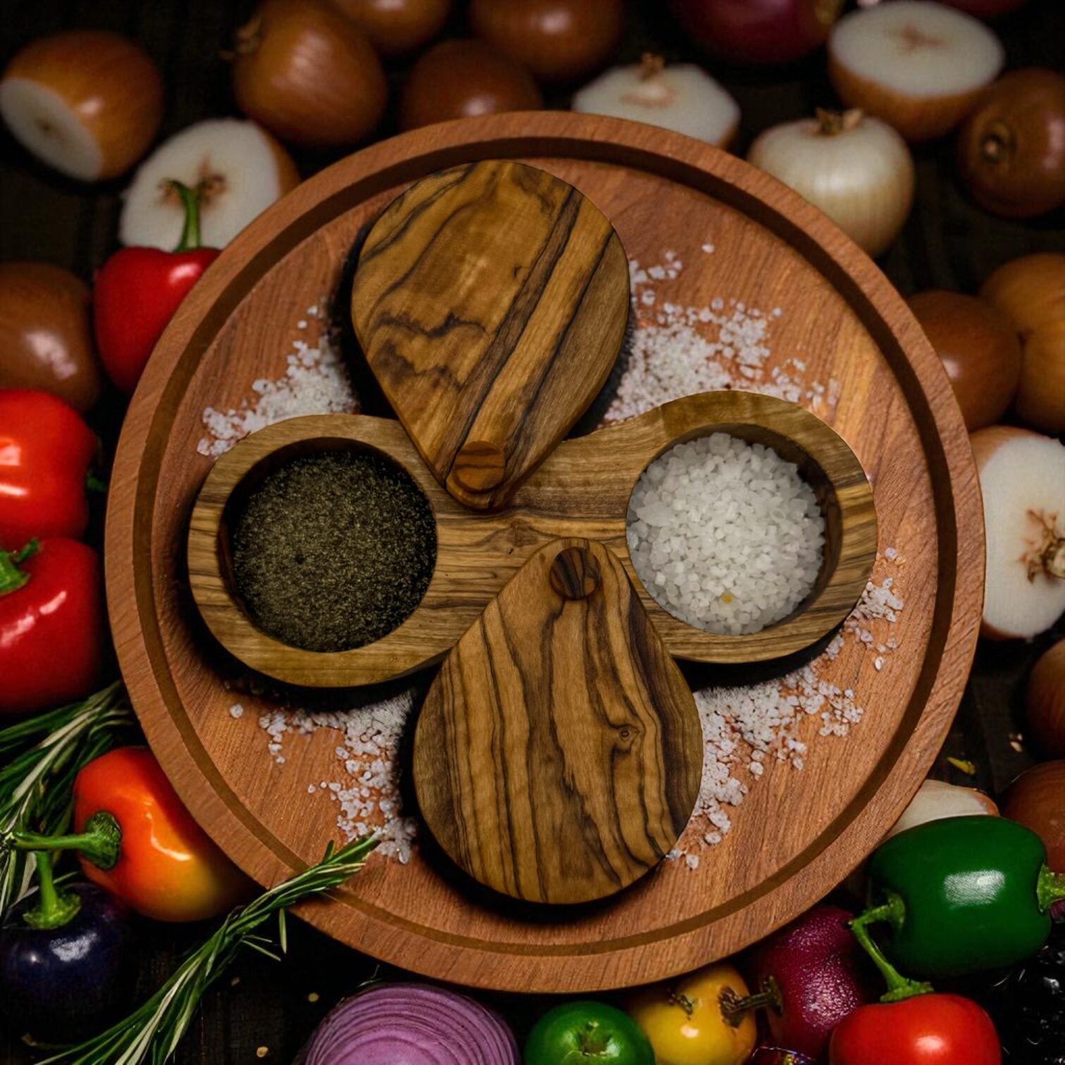 Olive Wood Salt and Pepper Cellar - Tunsouk | Premium Olive Oil 🫒 & Olivewood