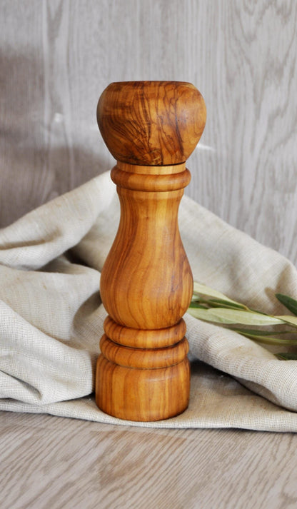 Olive Wood Salt & Pepper Mill | Personalized Handmade Grinder for Seasoning | FREE BeesWax - Tunsouk | Premium Olive Oil 🫒 & Olivewood