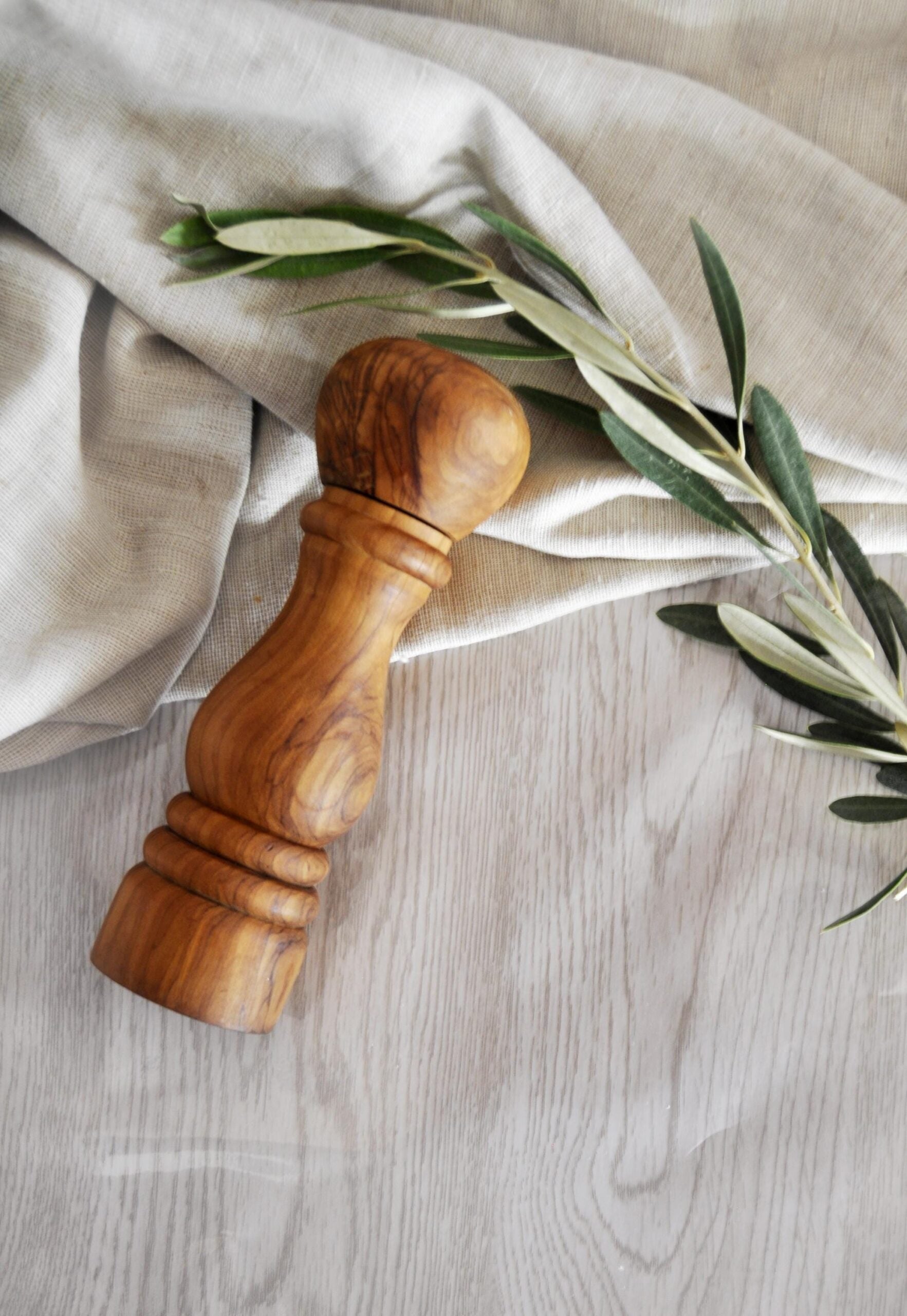 Olive Wood Salt & Pepper Mill | Personalized Handmade Grinder for Seasoning | FREE BeesWax - Tunsouk | Premium Olive Oil 🫒 & Olivewood