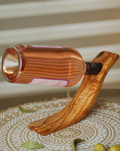 Olivewood Wine Bottle Holder - Tunsouk | Premium Olive Oil 🫒 & Olivewood