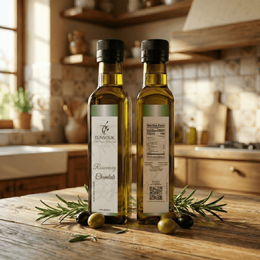 Rosemary Infused Chemlali Olive Oil (250ml) - Tunsouk | Premium Olive Oil 🫒 & Olivewood