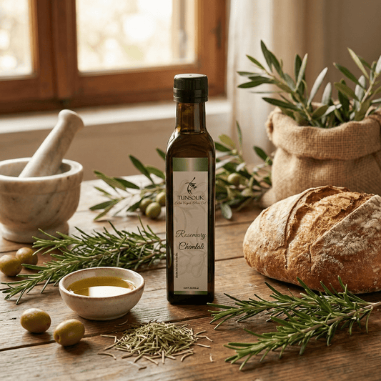 Rosemary Infused Chemlali Olive Oil (250ml) - Tunsouk | Premium Olive Oil 🫒 & Olivewood