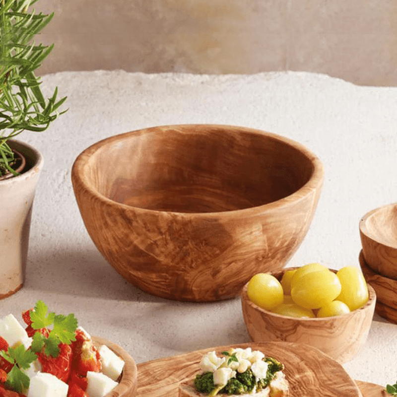 Round Olive Wood Salad Bowl – Naturally Elegant for Every Occasion - Tunsouk | Premium Olive Oil 🫒 & Olivewood