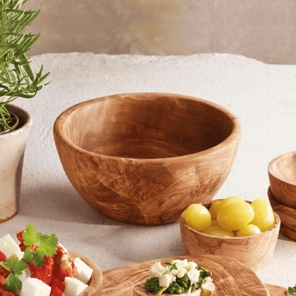 Round Olive Wood Salad Bowl – Naturally Elegant for Every Occasion - Tunsouk | Premium Olive Oil 🫒 & Olivewood