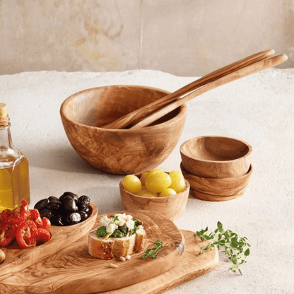 Round Olive Wood Salad Bowl – Naturally Elegant for Every Occasion - Tunsouk | Premium Olive Oil 🫒 & Olivewood