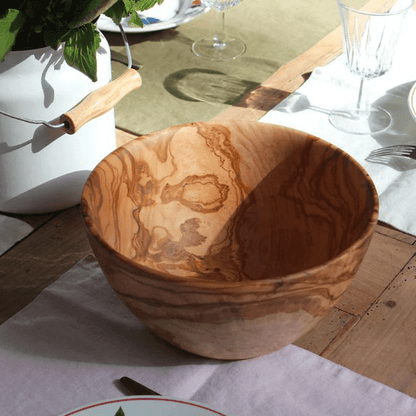 Round Olive Wood Salad Bowl – Naturally Elegant for Every Occasion - Tunsouk | Premium Olive Oil 🫒 & Olivewood