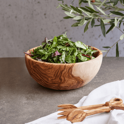 Round Olive Wood Salad Bowl – Naturally Elegant for Every Occasion - Tunsouk | Premium Olive Oil 🫒 & Olivewood