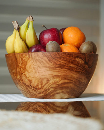 Round Olive Wood Salad Bowl – Naturally Elegant for Every Occasion - Tunsouk | Premium Olive Oil 🫒 & Olivewood
