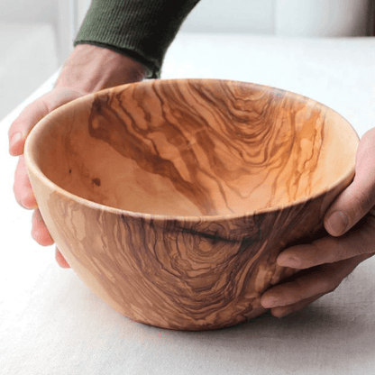 Round Olive Wood Salad Bowl – Naturally Elegant for Every Occasion - Tunsouk | Premium Olive Oil 🫒 & Olivewood