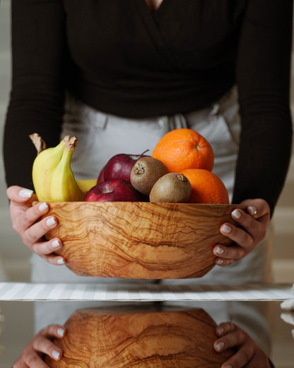 Round Olive Wood Salad Bowl – Naturally Elegant for Every Occasion - Tunsouk | Premium Olive Oil 🫒 & Olivewood