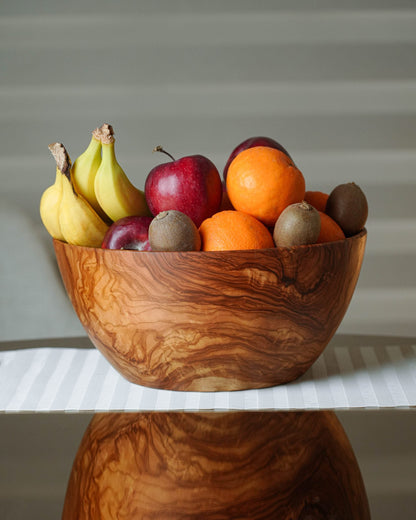 Round Olive Wood Salad Bowl – Naturally Elegant for Every Occasion - Tunsouk | Premium Olive Oil 🫒 & Olivewood