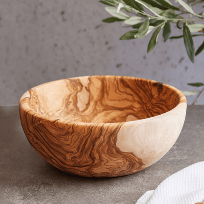 Round Olive Wood Salad Bowl – Naturally Elegant for Every Occasion - Tunsouk | Premium Olive Oil 🫒 & Olivewood