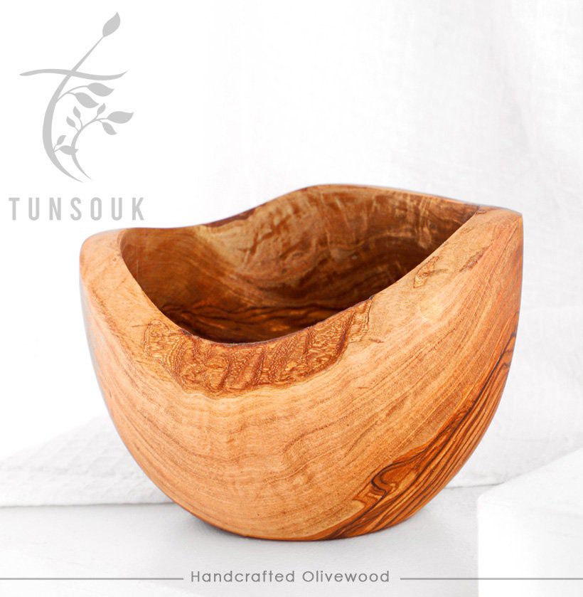 Rustic Handmade Bowl: Perfect for Family dinners | Gift idea - Tunsouk | Premium Olive Oil 🫒 & Olivewood