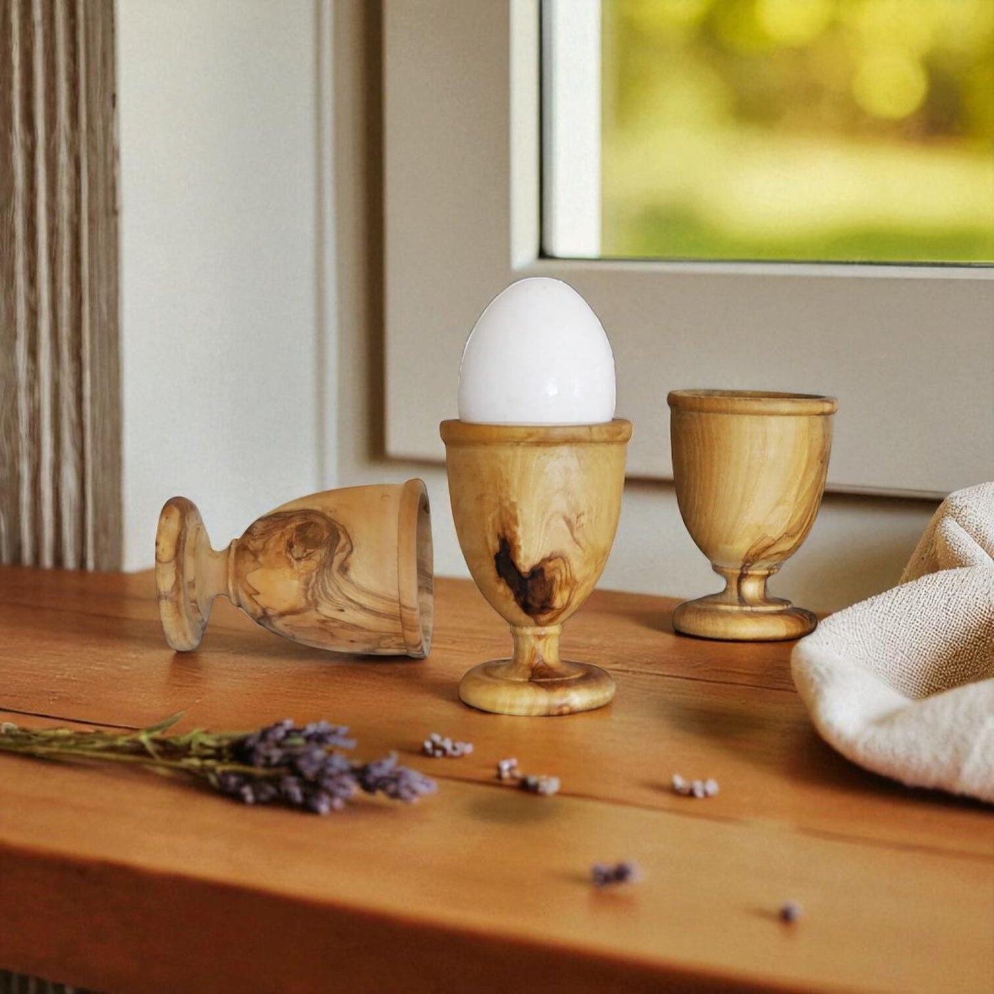Rustic Olive Wood Egg Cups - Tunsouk | Premium Olive Oil 🫒 & Olivewood