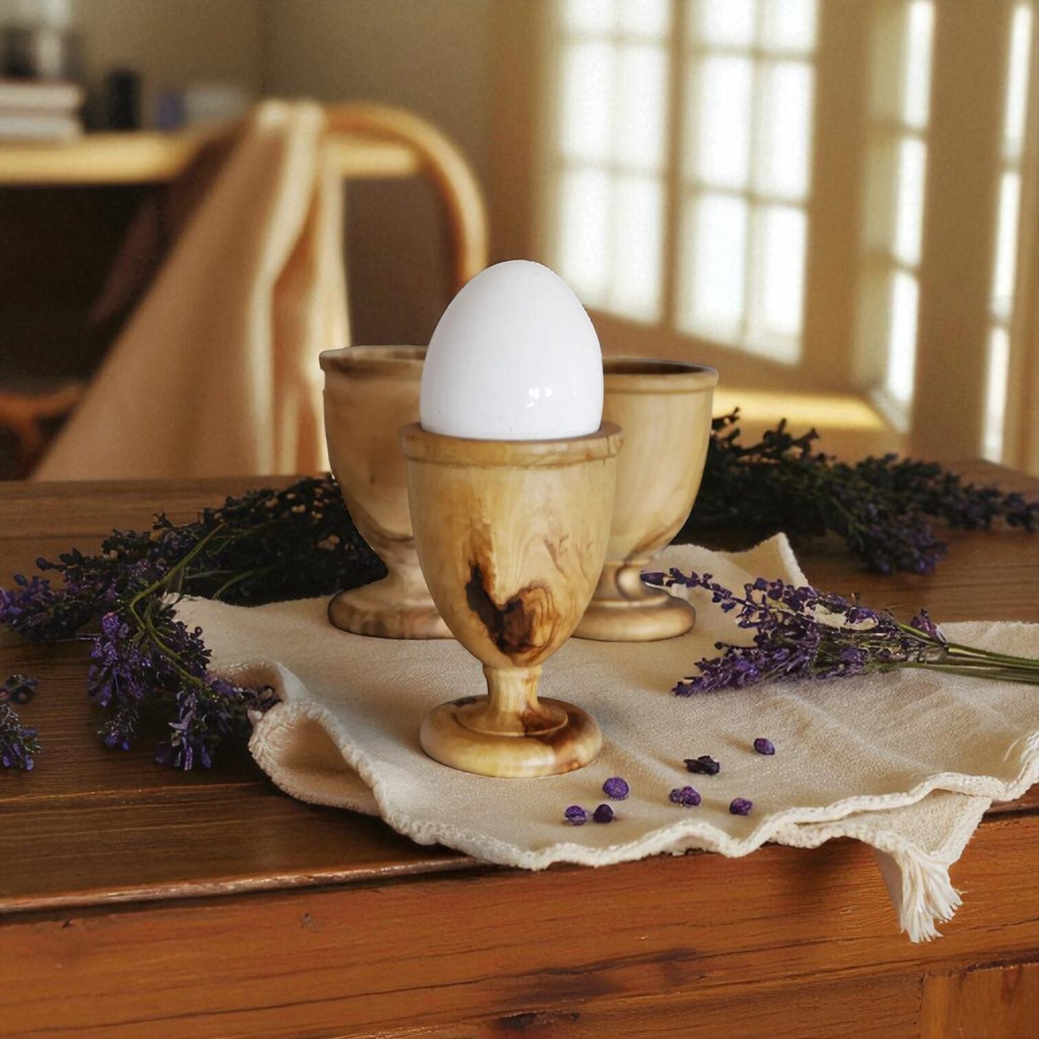 Rustic Olive Wood Egg Cups - Tunsouk | Premium Olive Oil 🫒 & Olivewood