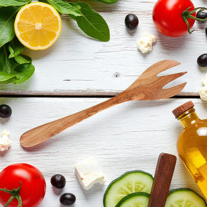 Salad Fork Handmade from Olive Wood - Tunsouk | Premium Olive Oil 🫒 & Olivewood
