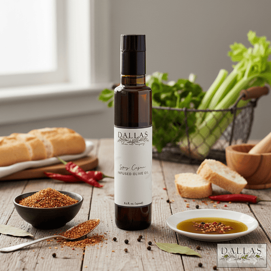 Spicy Cajun Infused Olive Oil - Tunsouk | Premium Olive Oil 🫒 & Olivewood
