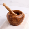 Handcrafted Olive Wood Mortar with Smooth Round Surface