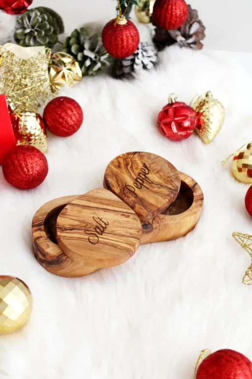 Olive Wood Salt and pepper Jars with Rotating Lids - Image 4